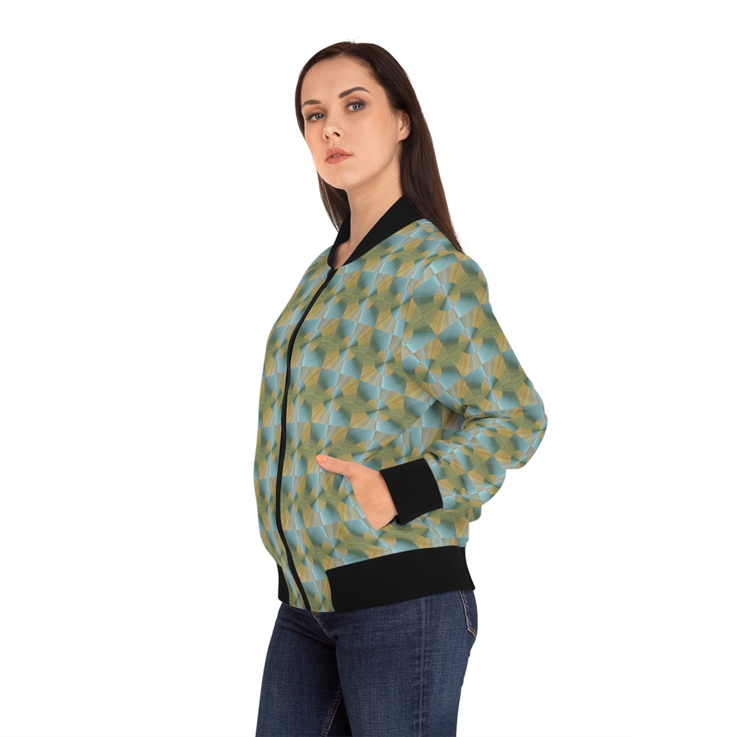 Waterlilies All Over Print Women's Bomber Jacket