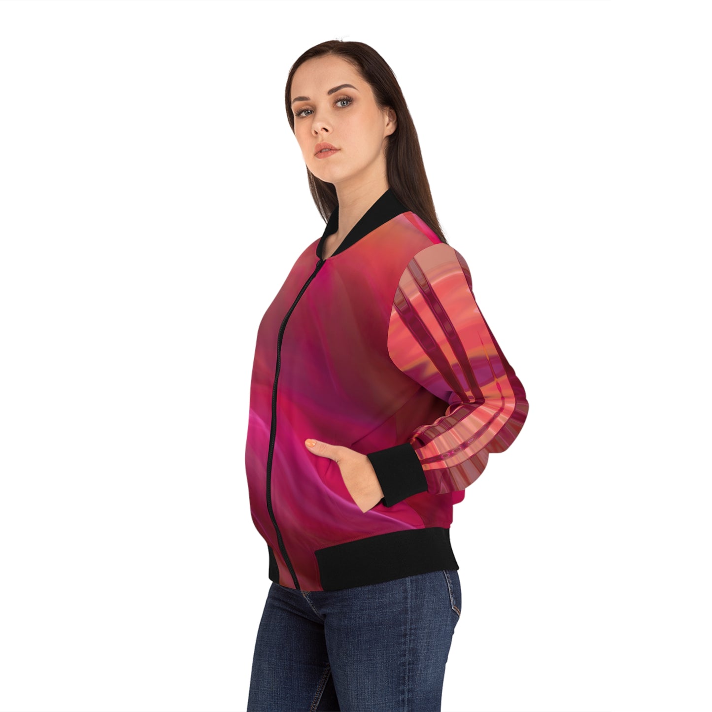 Shocking Pink Women's Bomber Jacket