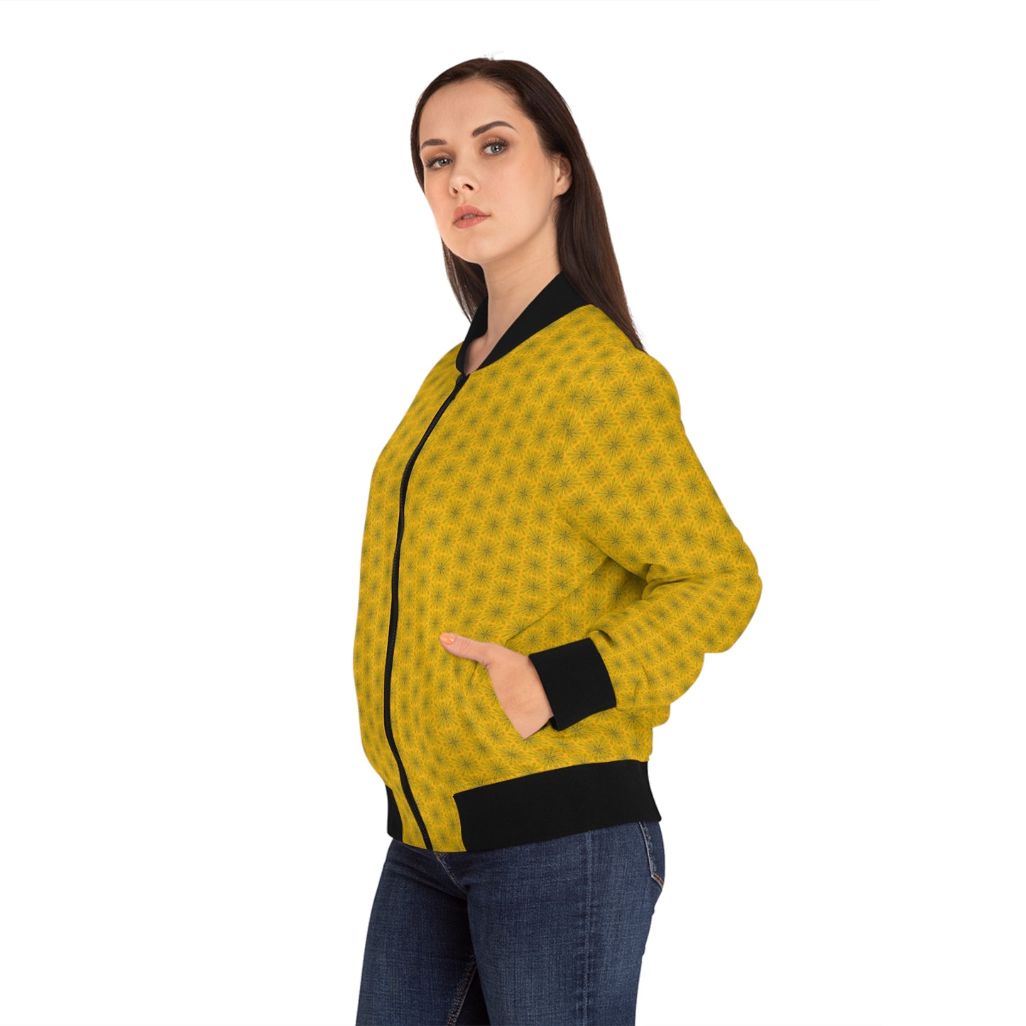 Daffodils All Over Print Women's Bomber Jacket