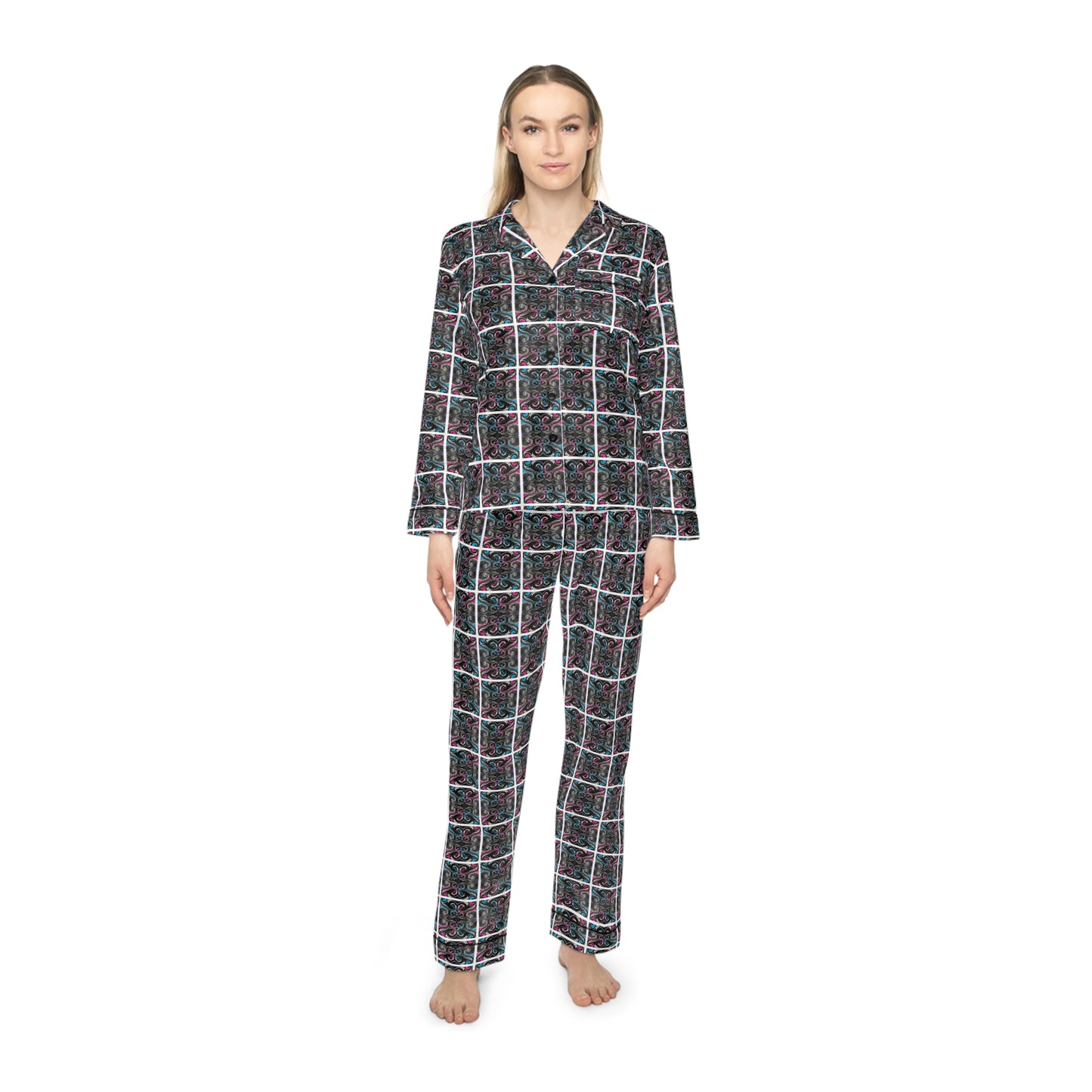 Supermoon Collage Satin Pajamas