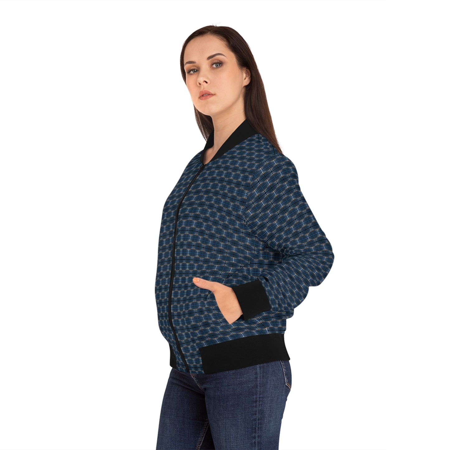 Morning Commute All Over Pattern Women's Bomber Jacket