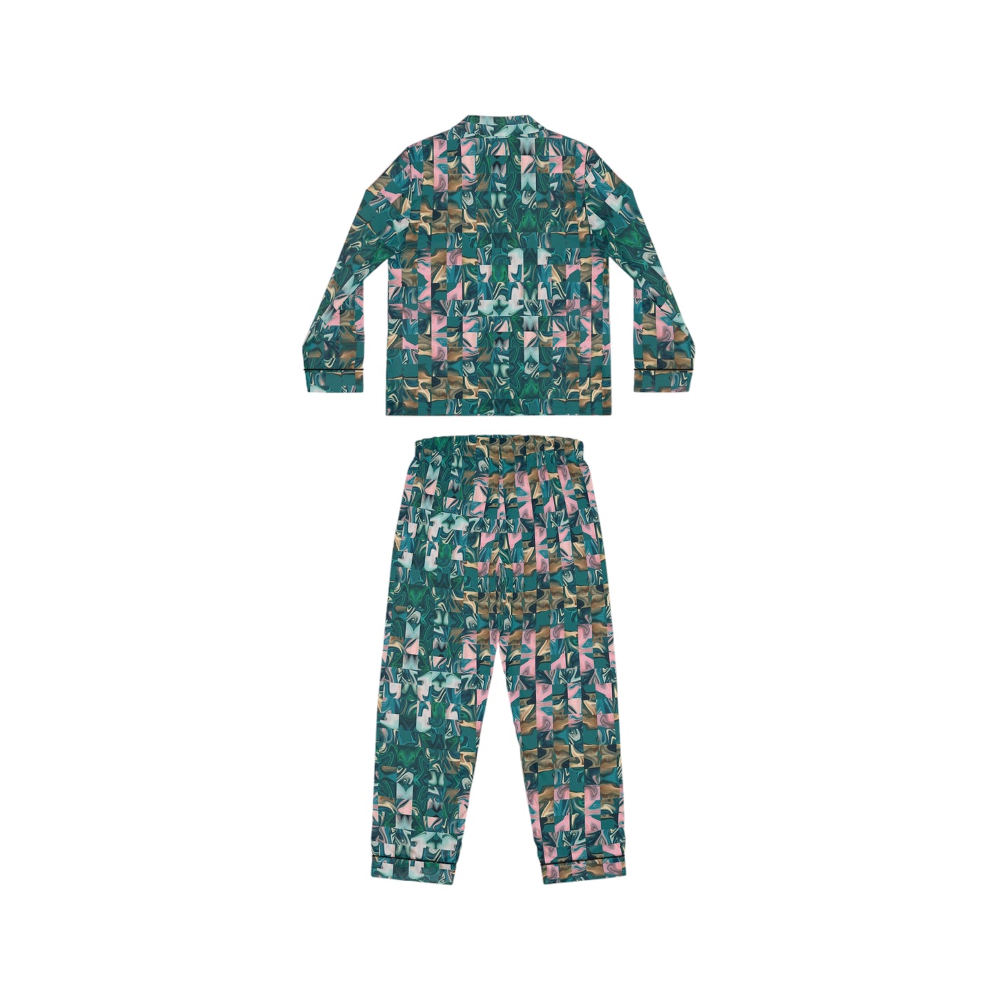 Garden Party Teal Women's Satin Pajamas