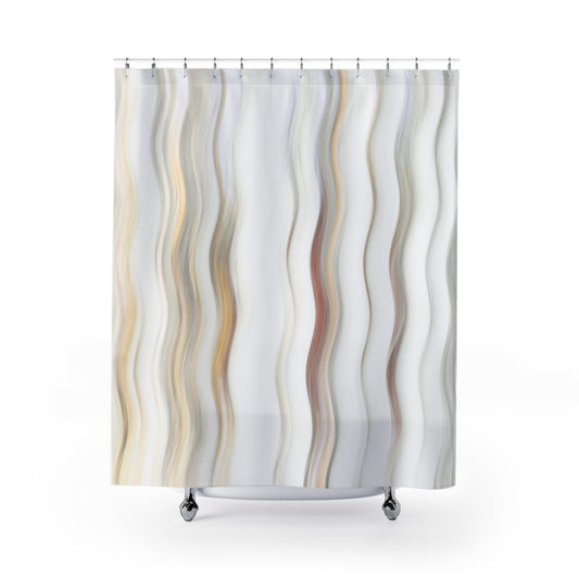 Elegant Wavy Shower Curtain, Modern Bathroom Decor, Abstract Wave Design, Home Spa, Gift for Newlyweds, Minimalist Style