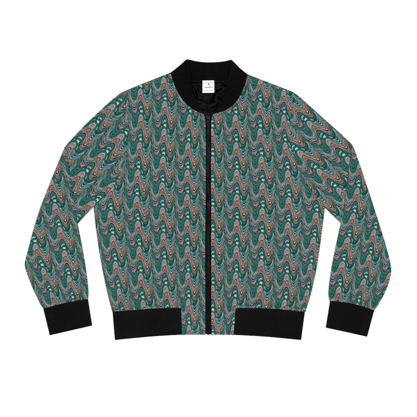 Garden Party Teal All Over Print Women's Bomber Jacket